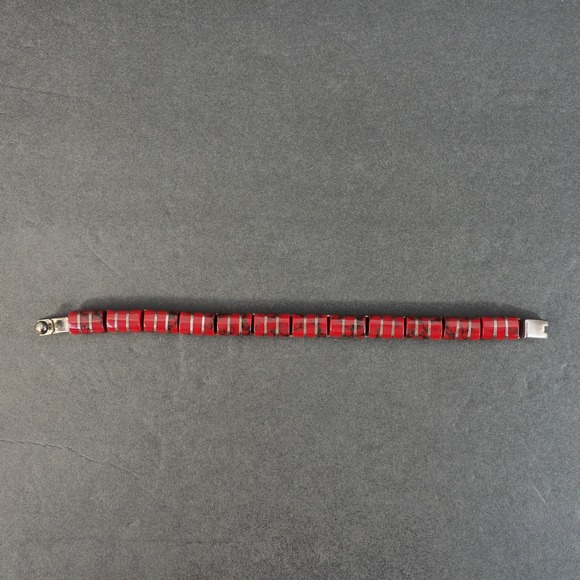 Mexico 925 Sterling Silver Red Jasper Inlay Omega Necklace Bracelet Earrings Set - Picture 10 of 16